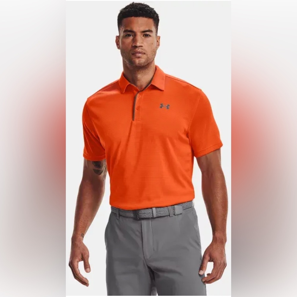 UNDER ARMOUR‎ Men's Performance Polo Heatgear Shirt Orange Golf Short Sleeve 2XL